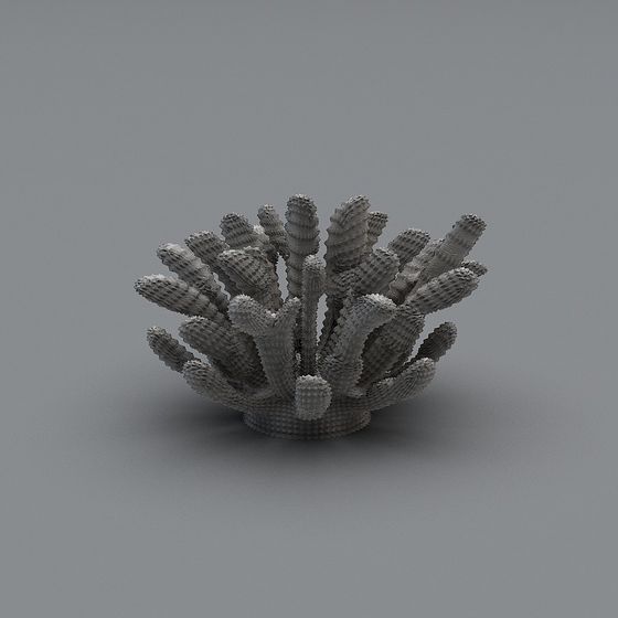 Grey coral decoration with textured branches and natural shape on grey background