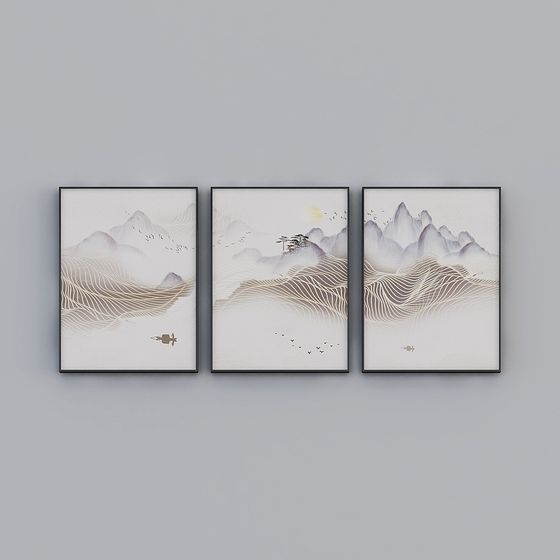 Ink and Wash Mountains 3D model