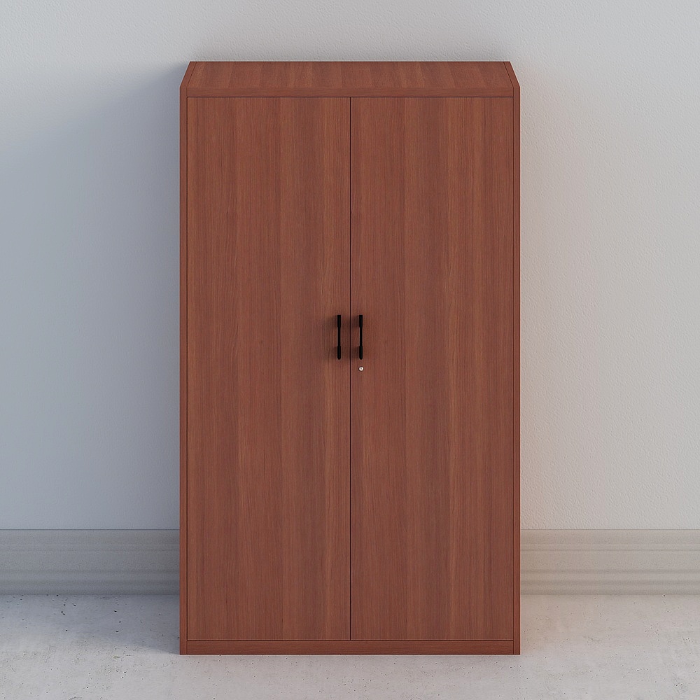 Deep cherry wood-printed balcony cabinet to open the door model transformation
