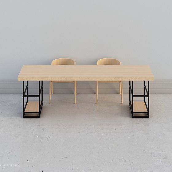 Industrial Style Dining Table 3D model for Modern Interiors