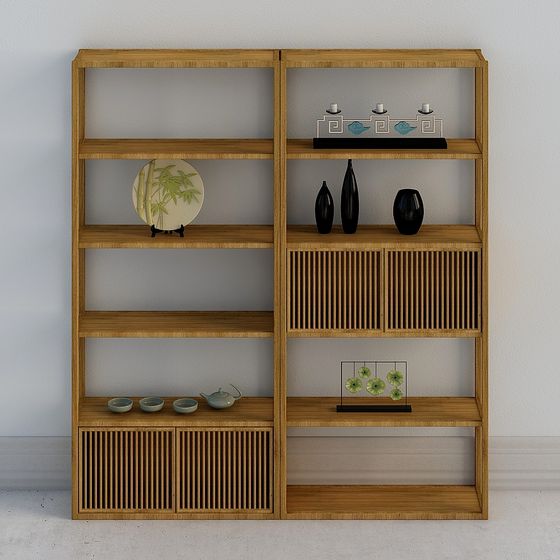 Stylish Low-Poly Bookshelf 3D model for Contemporary Spaces