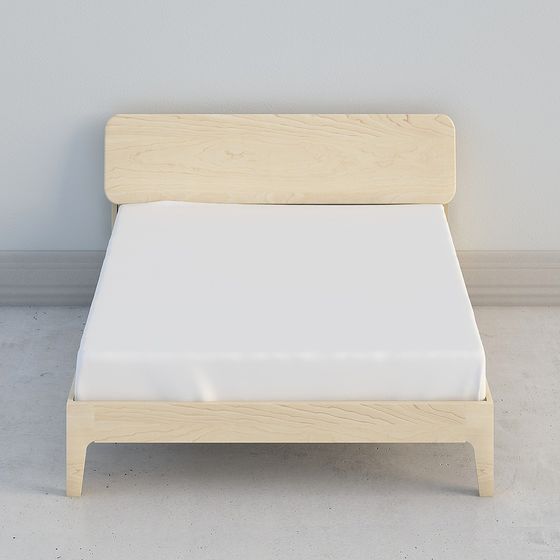 Minimalist Wooden Bed Frame 3D model
