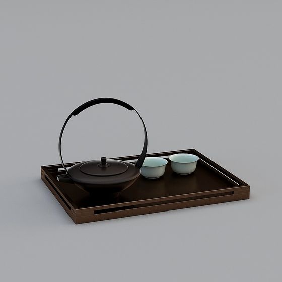 Elegant Oriental Tea Set 3D model