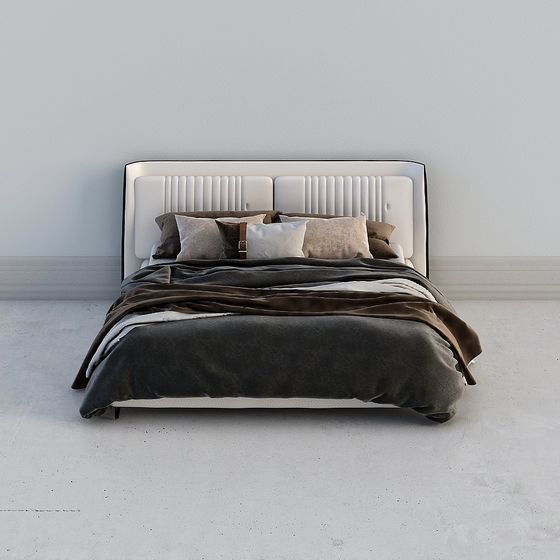 Modern Low-Polygon Bed Frame 3D model