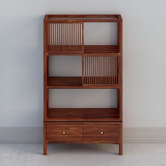 Sleek Low-Poly Wooden Bookshelf 3D model for Modern Spaces