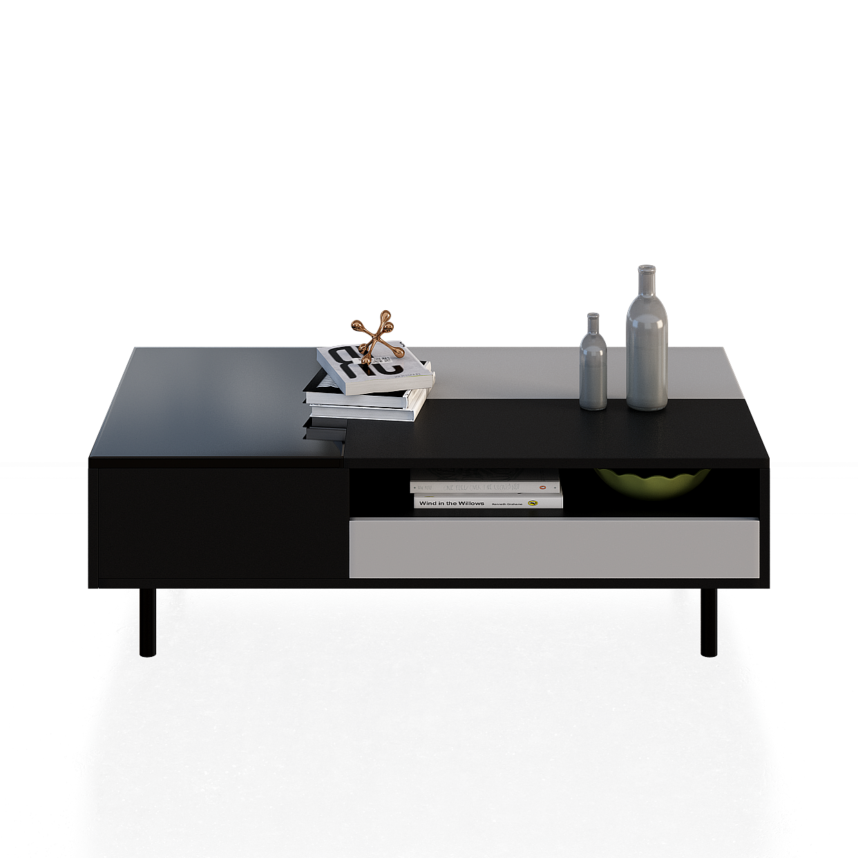 Urban Living Room TV Cabinet 3D Model – Black & Gold Design