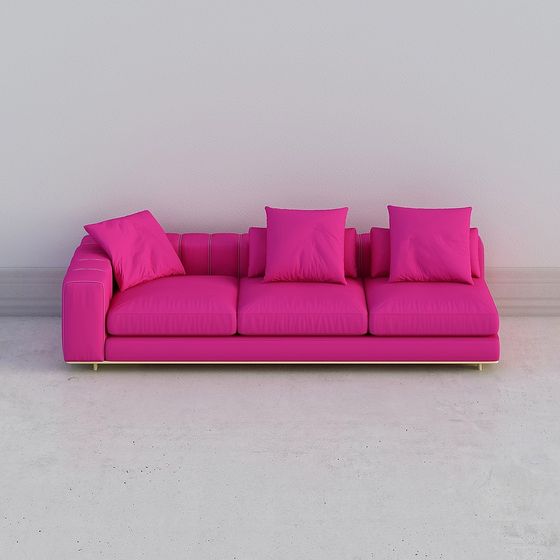 Chic Pink Low Poly Sofa 3D model for Modern Spaces
