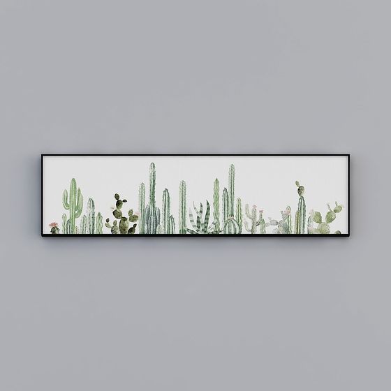 Desert Oasis 3D Model with Cacti