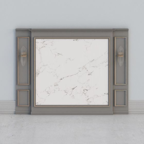 Elegant Marble Fireplace Decor Panel 3D model