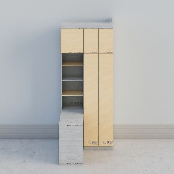 Low-Polygon Wooden Storage Cabinet 3D model