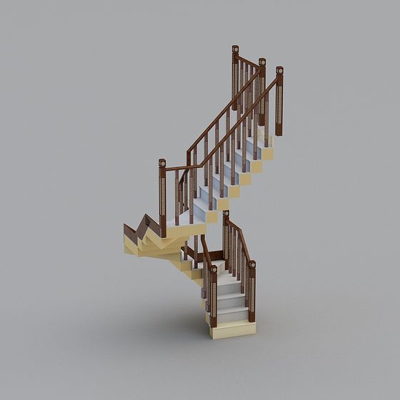 Elegant Retro-Modern Staircase 3D model