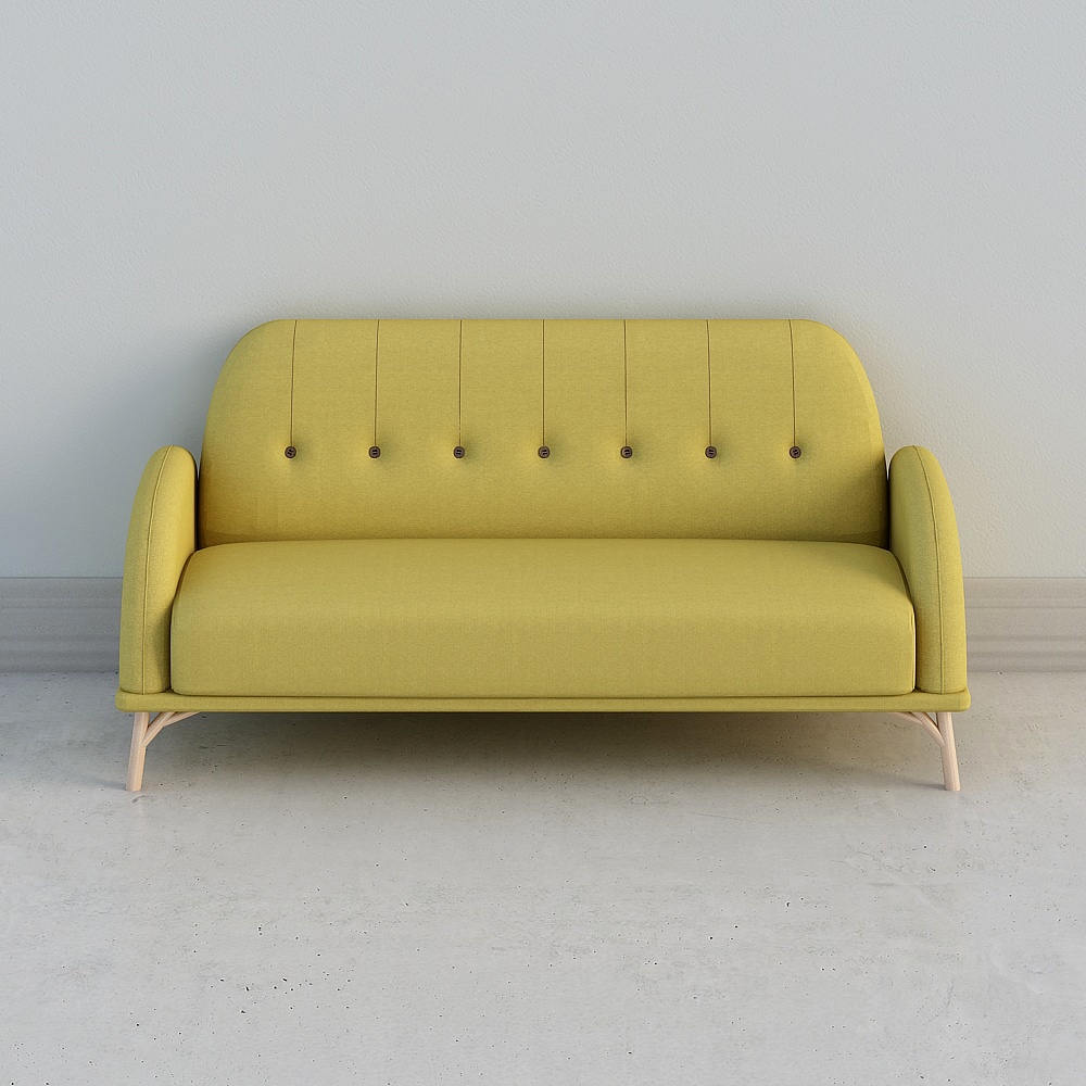 Lime Green Mid-Century Sofa 3D model