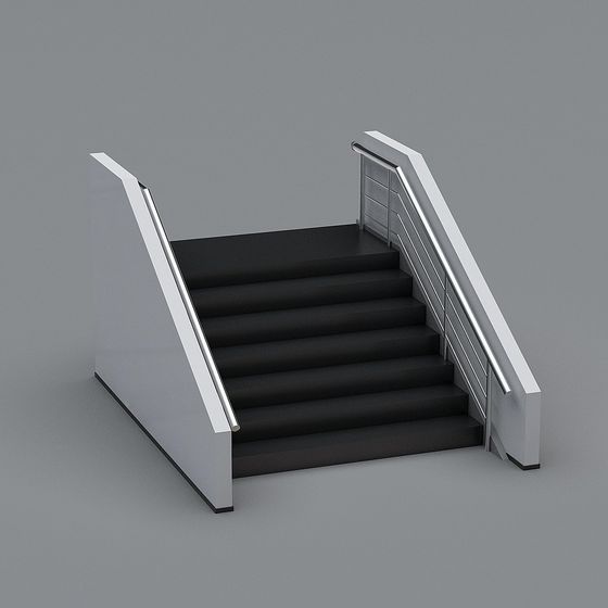 Elegant Low-Poly Black Staircase 3D model