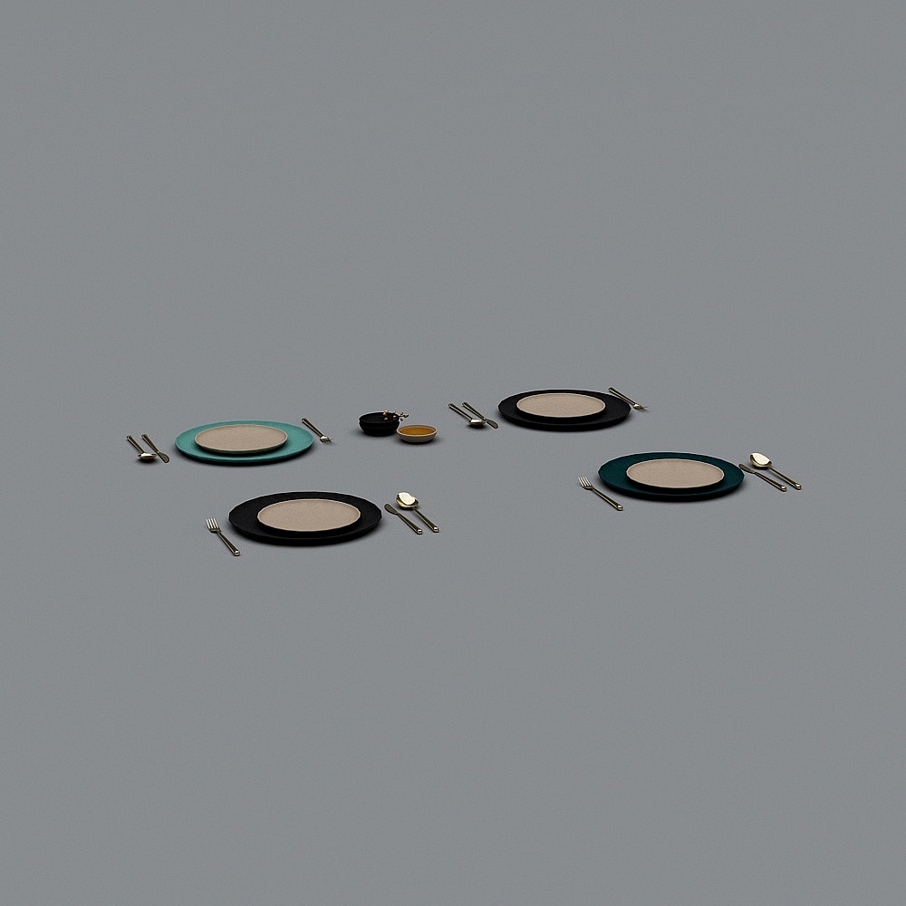 Elegant Low-Poly Tableware Set 3D model