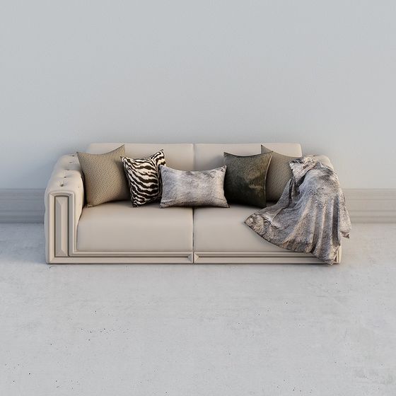 Elegant Low-Poly Sofa 3D model for Modern Interiors