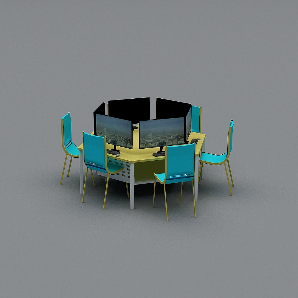 六角形コンピューターデスクセット2