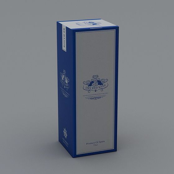Stylish Dry Red Wine Packaging Box 3D model