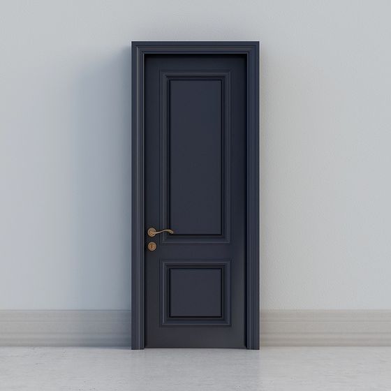 Elegant Navy Blue Low-Poly Door 3D model