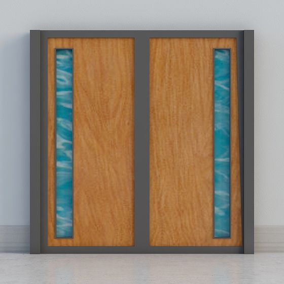 Elegant Dual Leaf Wooden Door 3D model