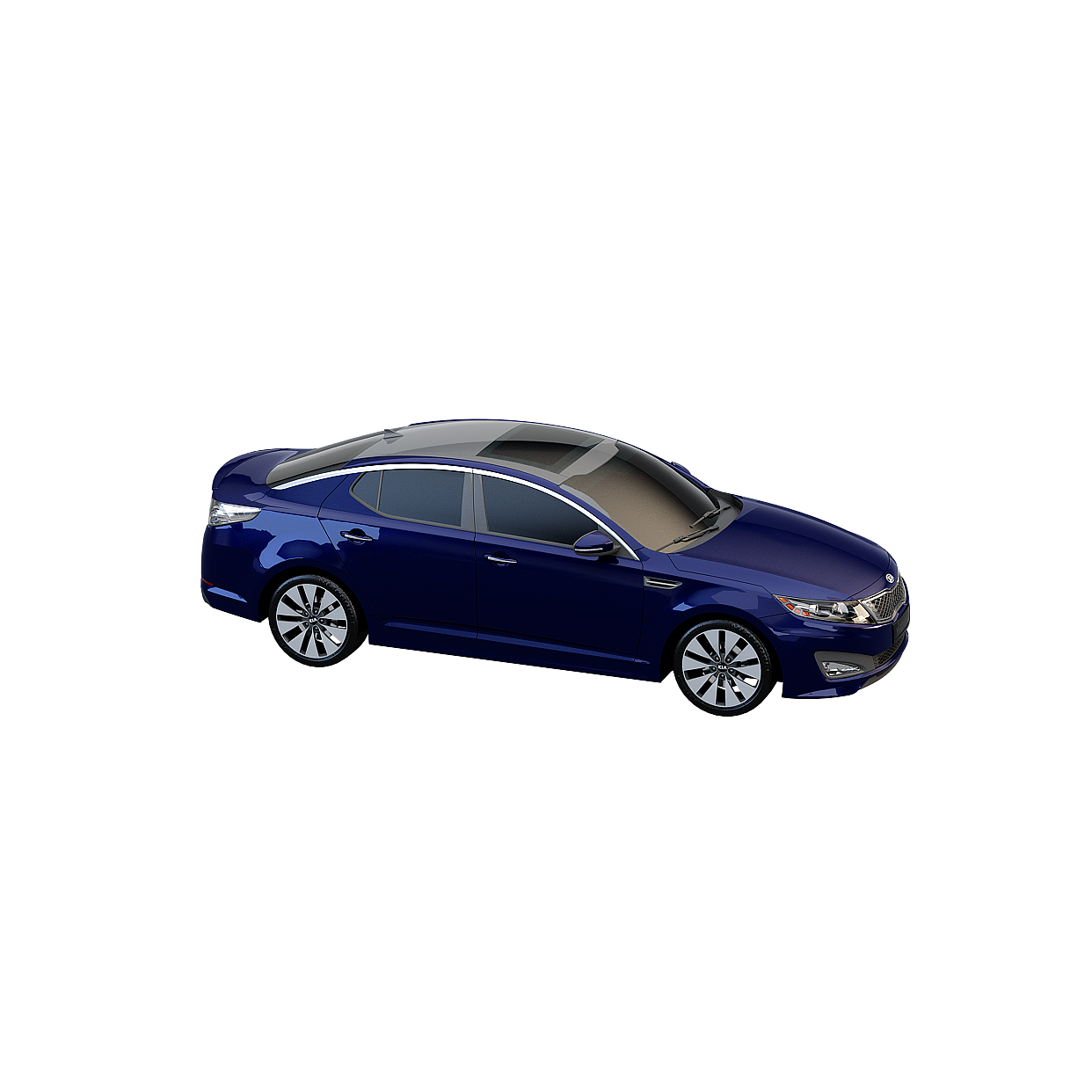 Urban Drive Sedan 3D Model – Navy Blue, Detailed Interior