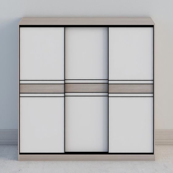 Modern Minimalist Sliding Door Wardrobe 3D model
