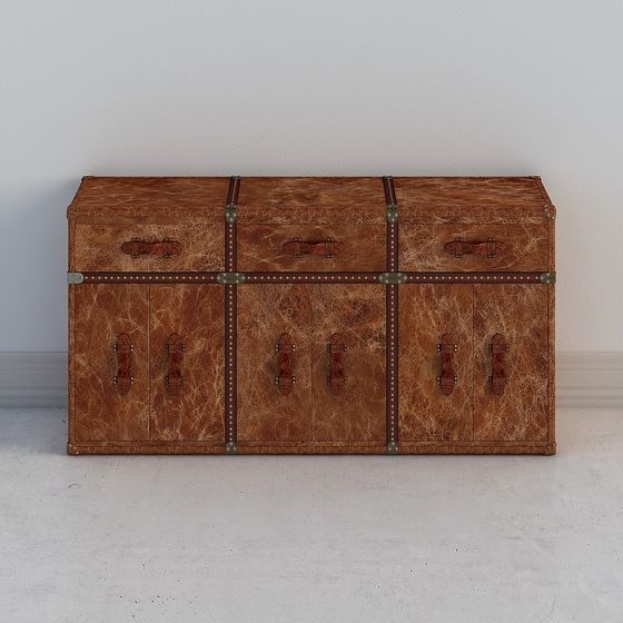 Vintage Leather Storage Cabinet 3D model