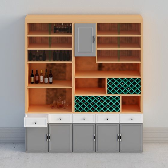 Elegant Wine Cabinet 3D model for Modern Interiors