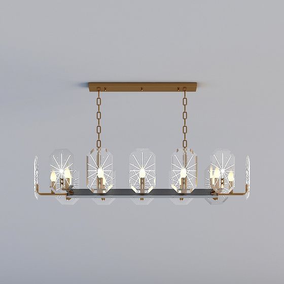 Elegant Low-Polygon Chandelier 3D model for Modern Interiors