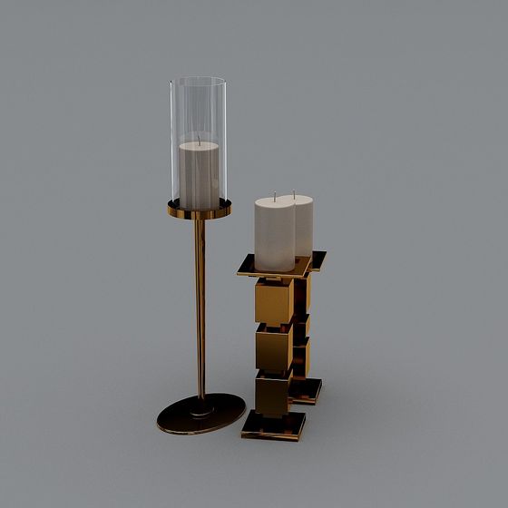 Golden Elegance Candle Holder 3D model