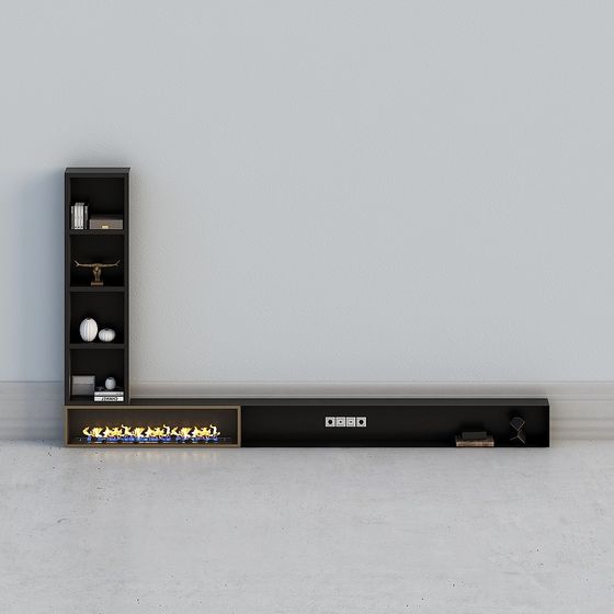 Modern Light Luxury Black TV Wall Cabinet 3D Model