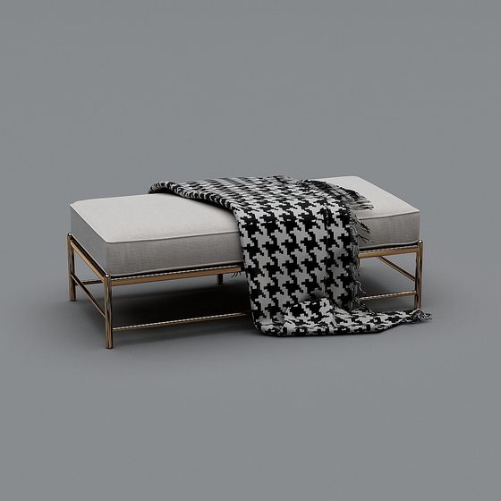 Stylish Black Vanity Sofa Stool 3D Model