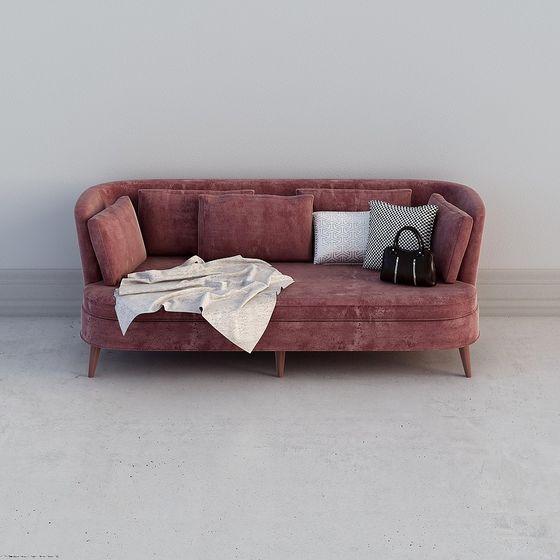 Sophisticated Retro-Modern Sofa 3D model for Stylish Interiors