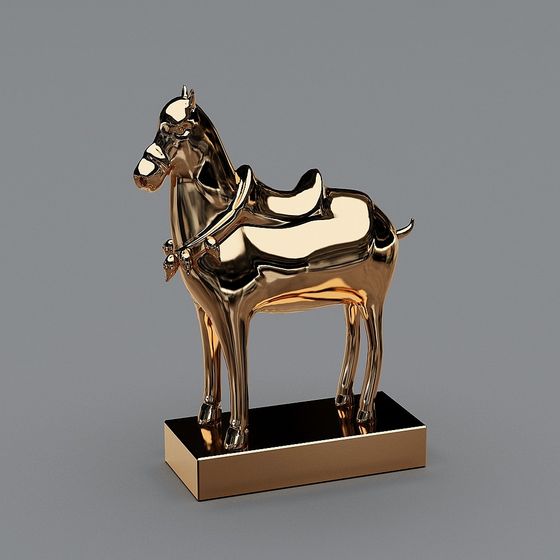 Elegant Golden Horse 3D model for Artistic Creations