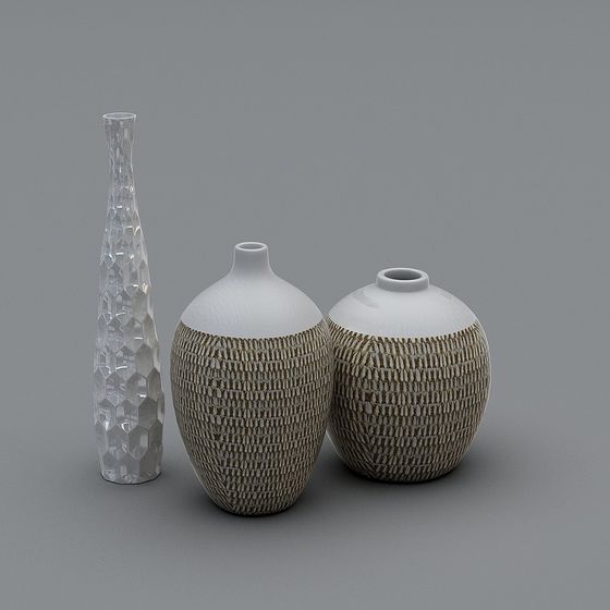 Unique Polygonal Vase Set 3D model