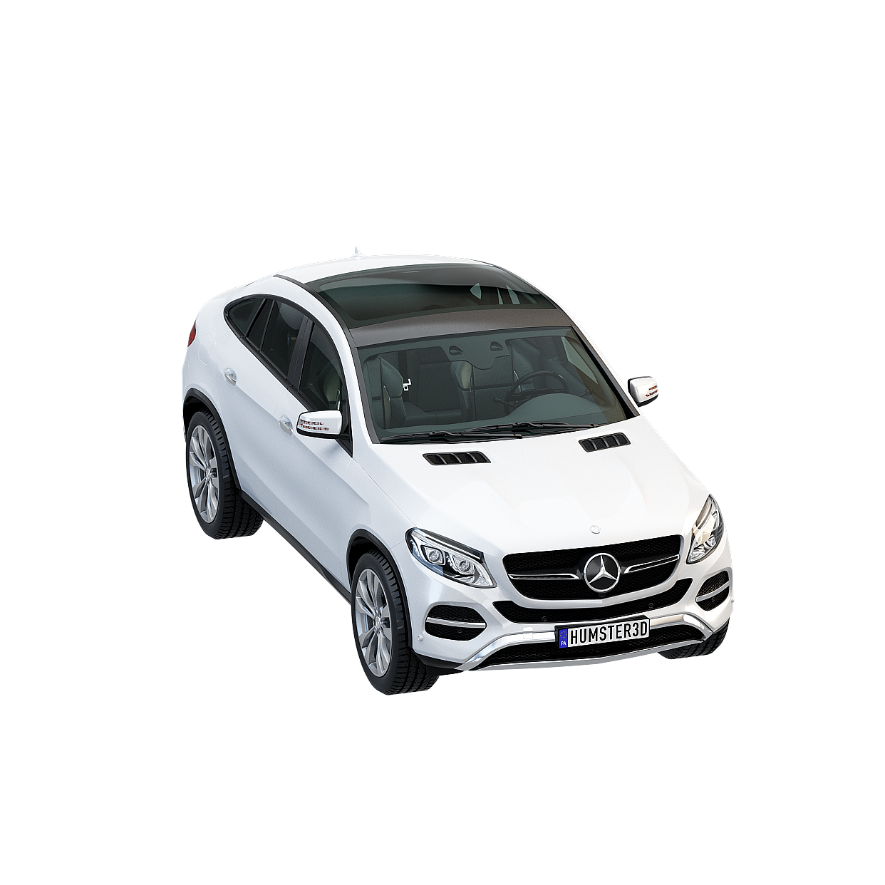 Mercedes-Benz GLE Coupe Low Poly 3D Model – Silver & Black