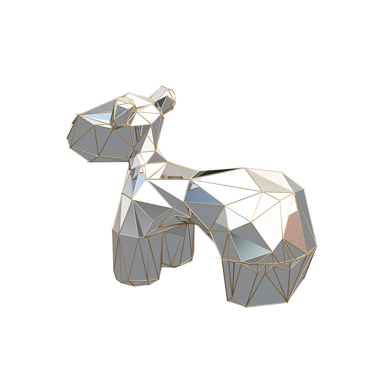 Low-Poly 3D Dog Model – Geometric Metallic Design