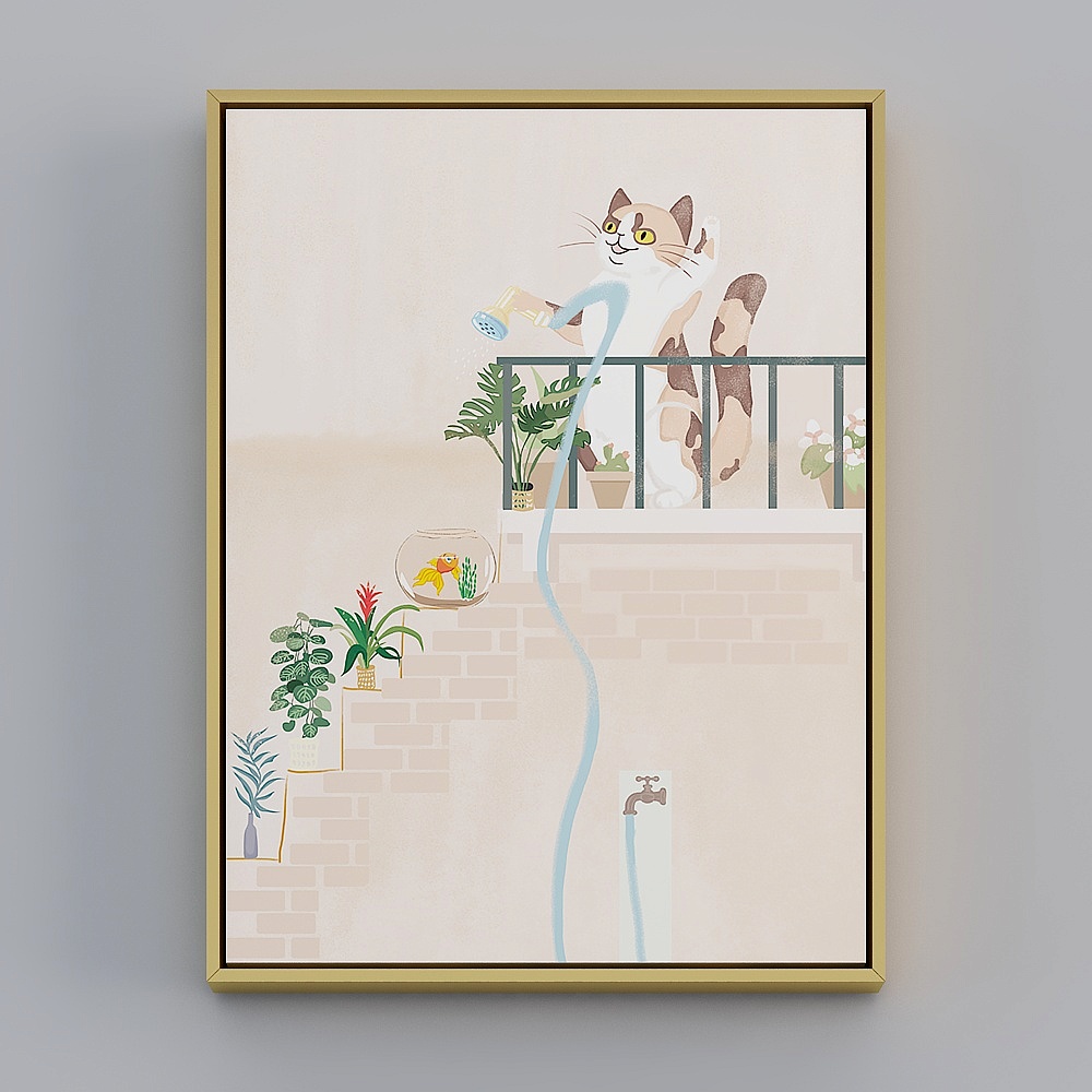 Japanese-style cat hanging painting small fresh restaurant table wall decorative painting Japanese dining room mural bvclz-x-2