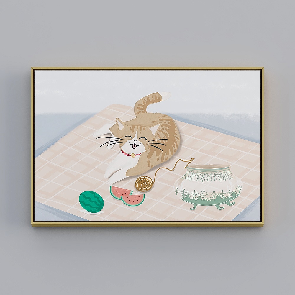 Японский стиль кошка висящая картина маленькая свежая ресторанная столовая настенная декоративная живопись японская столовая роспись bvclz-x-2