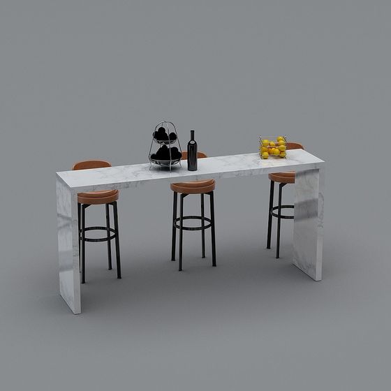 Stylish Minimalist Bar Counter 3D model