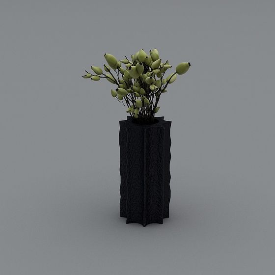 Autumn Branch Vase 3D model for Interior Decor