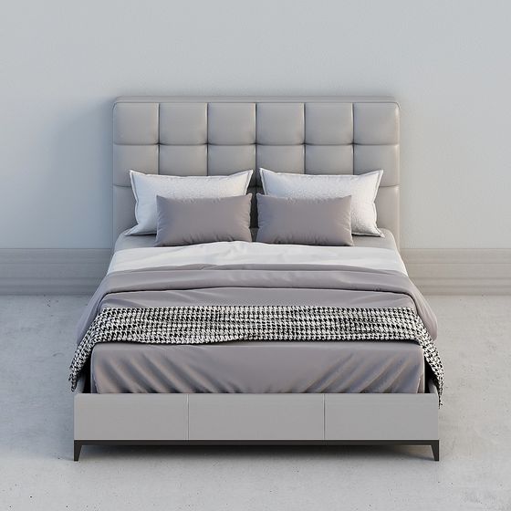 Elegant Low-Poly Bed 3D model for Modern Interiors