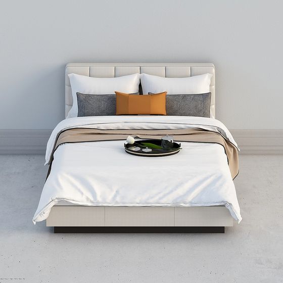 Luxurious Earth Tone Double Bed 3D Model