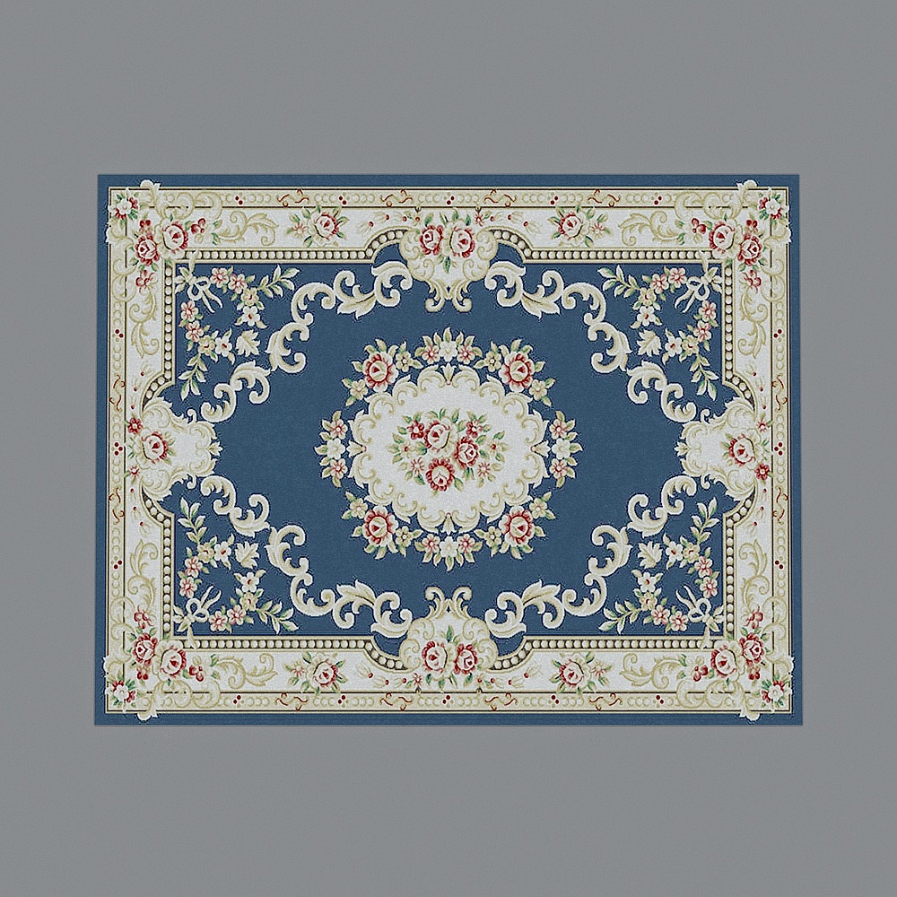 Vintage Carpet 3D model with Elegant Floral Design