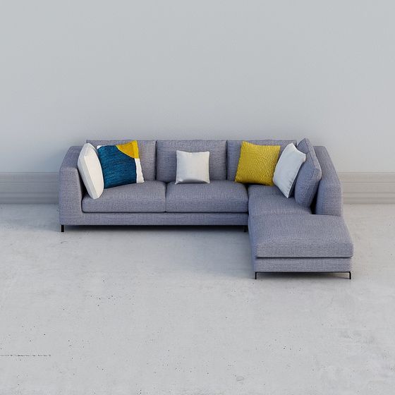 Stylish Low-Poly Gray Sofa 3D model