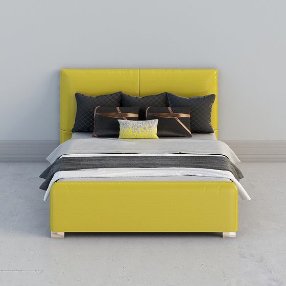 Vibrant Lemon Yellow Bed Frame 3D model