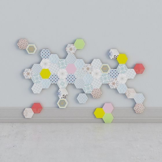 Hexagon Puzzle Wall Decor 3D Model for Creative Spaces