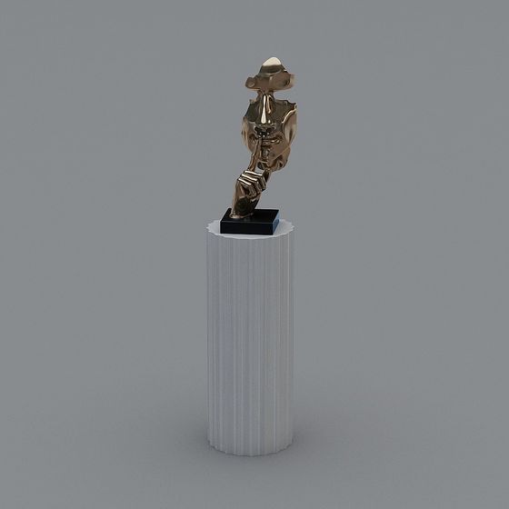 Golden Explorer Low Poly Sculpture 3D model