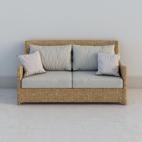 Unique Low-Poly Rattan Sofa 3D model