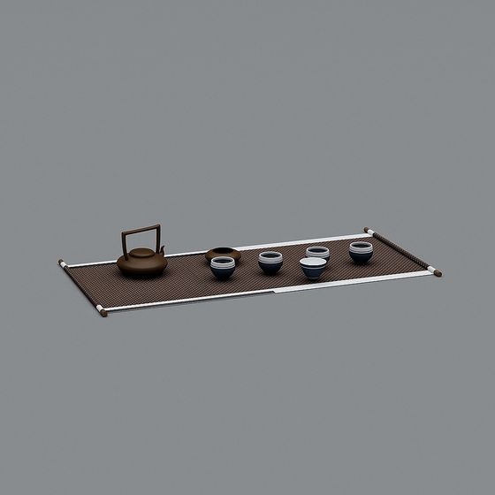 Elegant Low-Polygon Tea Set 3D model