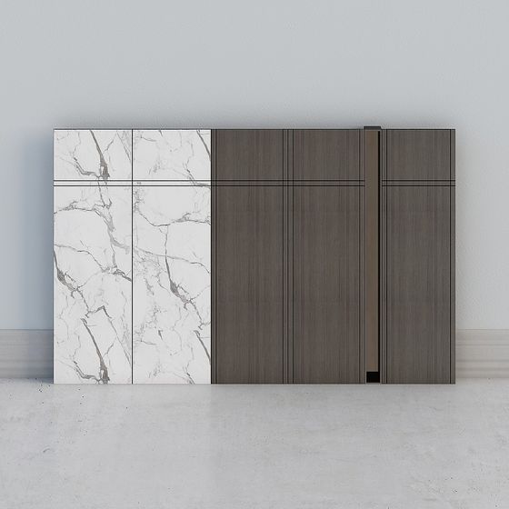 Marble and Wood Grain Cabinet Door 3D model for Designers